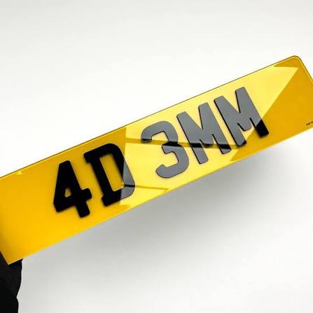 4D 3mm Registration Plates