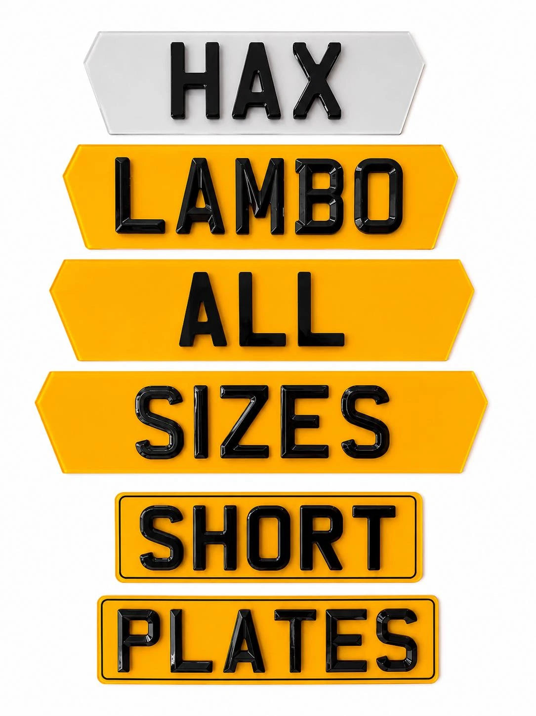 Car Plates - Standard & Short Sizes